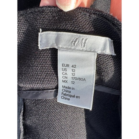 H&M Skirt 12 Black Wide Pockets Flowy Viscose A Line Preppy Career Adult Womens - Picture 7 of 9